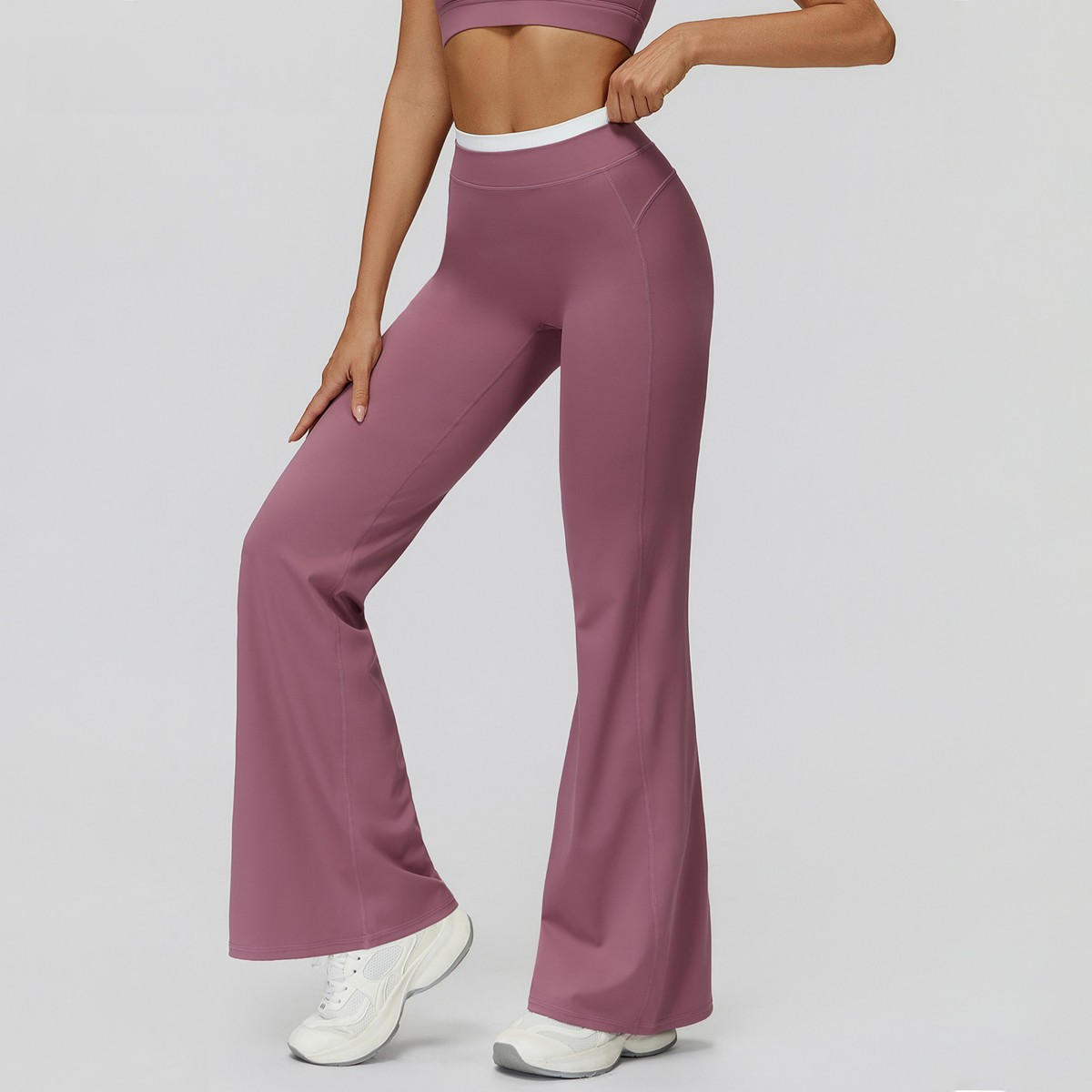 Silk Glide Waisted Wide-Leg Leggings